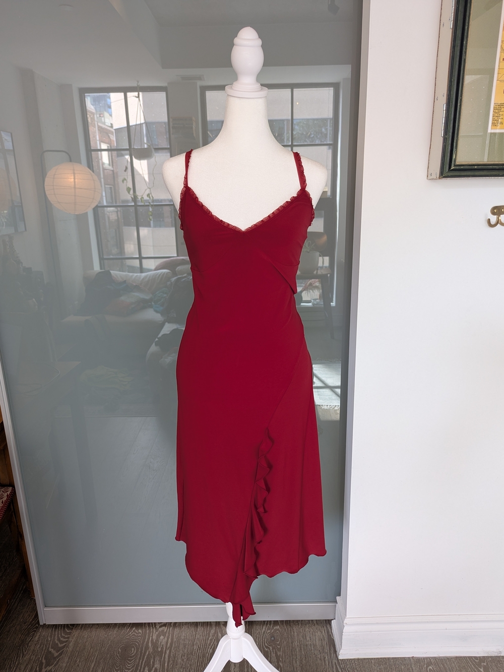 Vintage Mexx Red Asymmetrical Slip Midi Dress